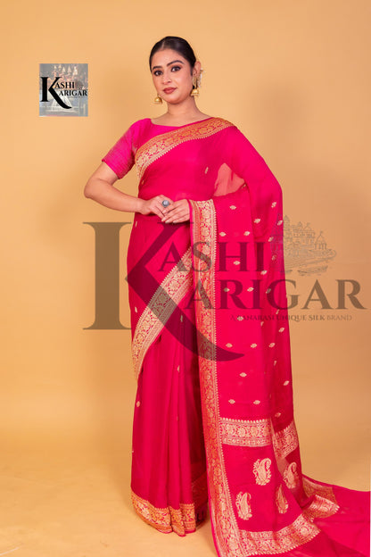 Pure Georgette Banarasi Saree gold zari