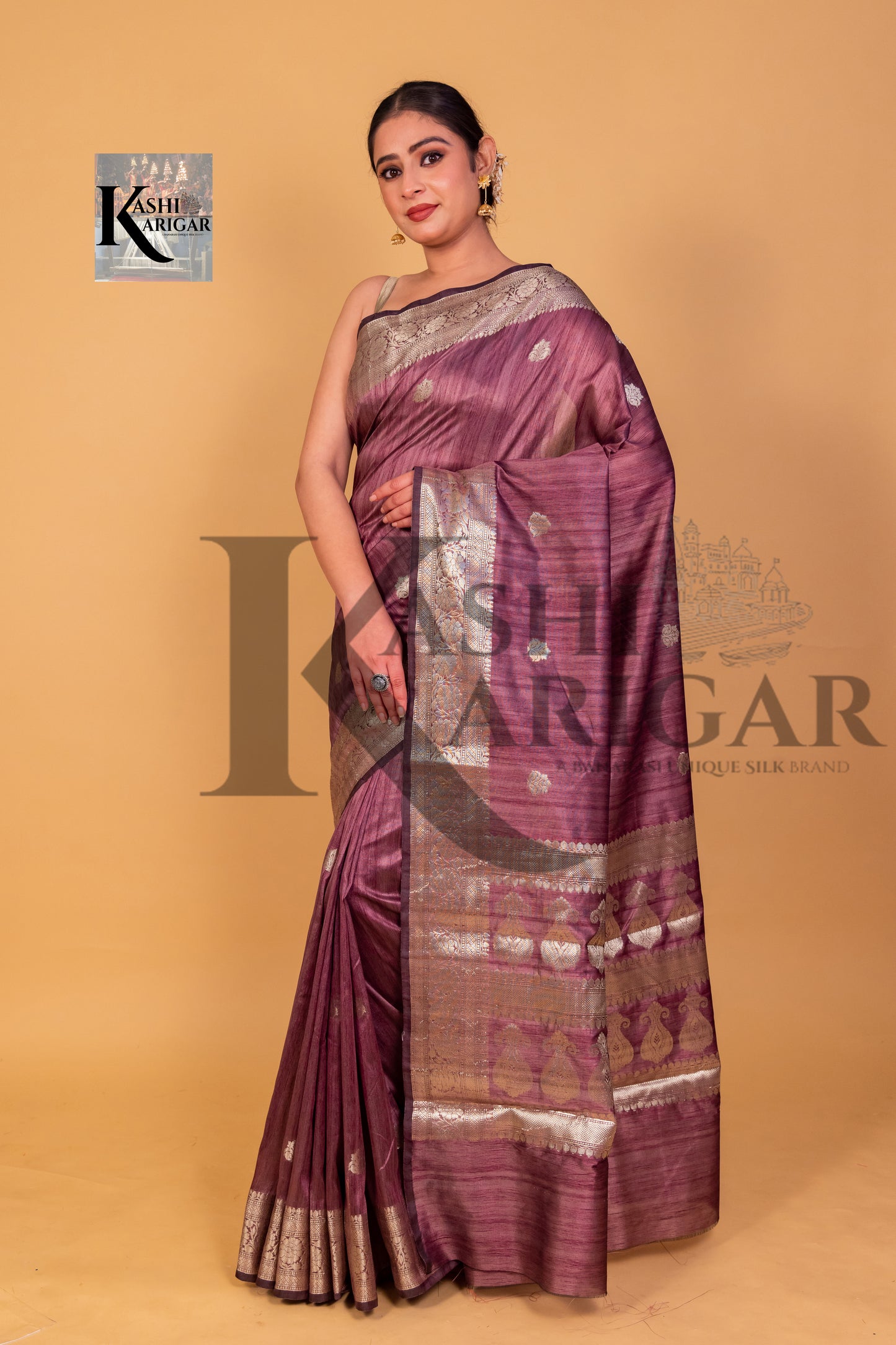 Tusser silk Banarasi Saree