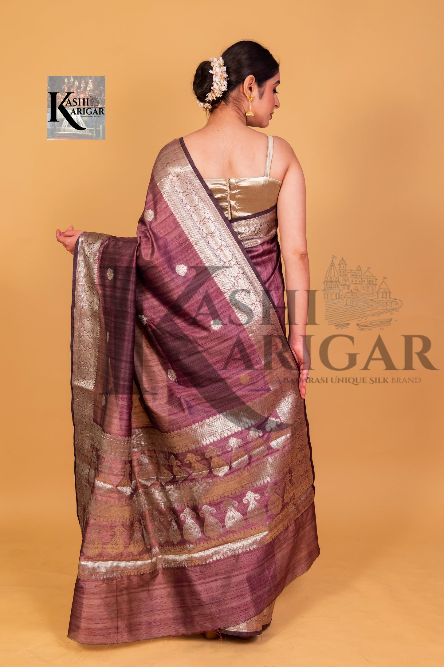 Tusser silk Banarasi Saree