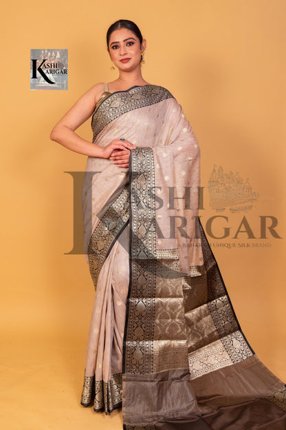 Tusser silk Banarasi Handwoven Saree