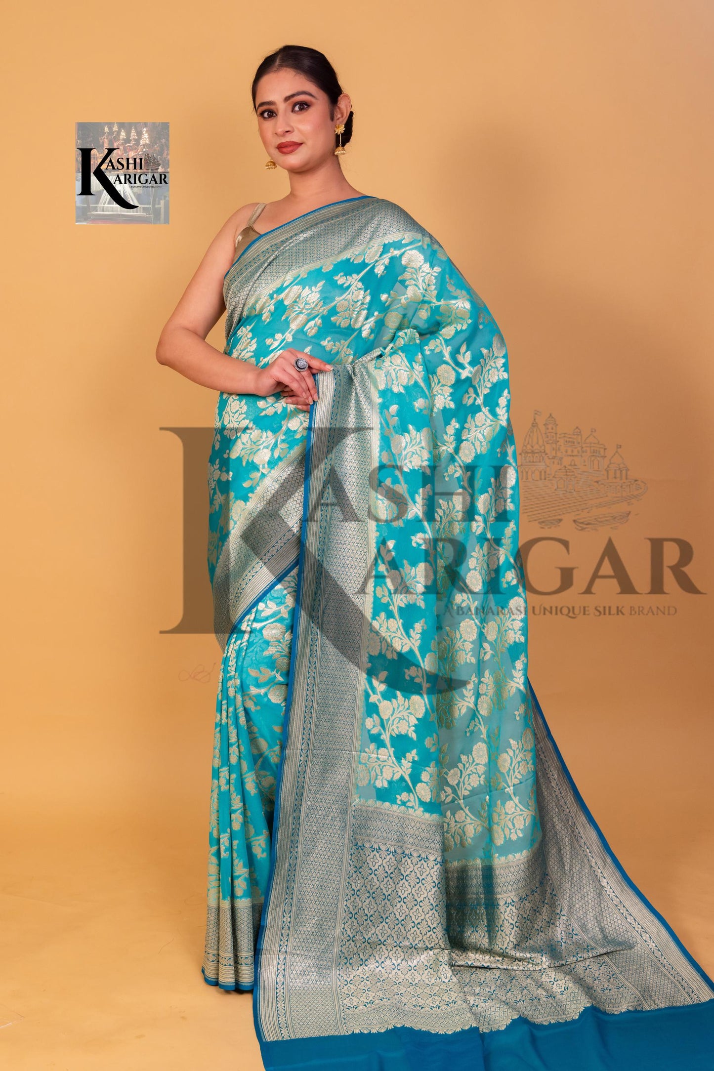 Khaddi Georgette Handloom Banarasi Saree