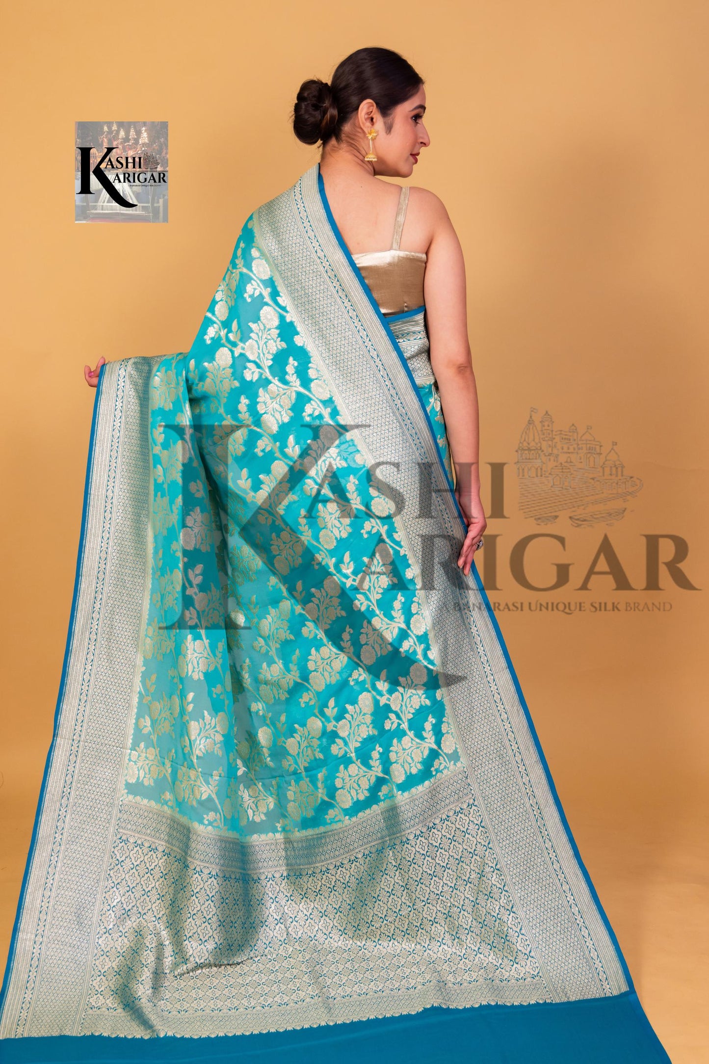 Khaddi Georgette Handloom Banarasi Saree