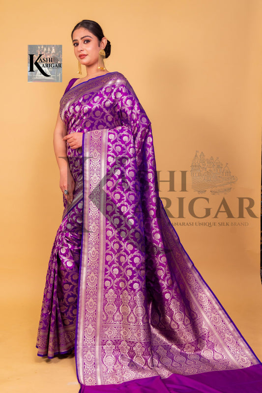 Purpal Banarasi katan silk handloom saree