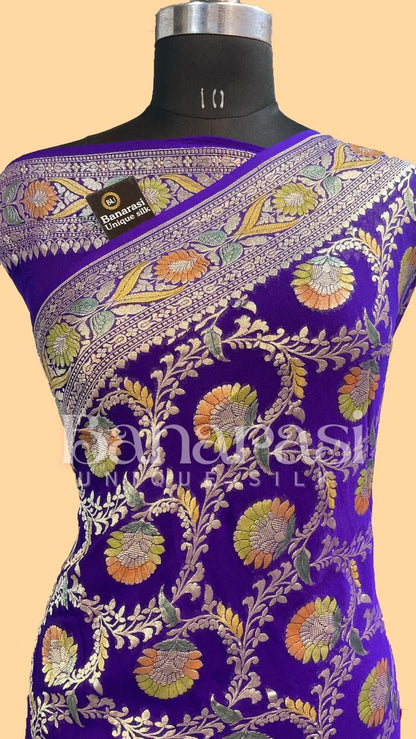 Khaddi Georgette Handloom Banarasi Saree