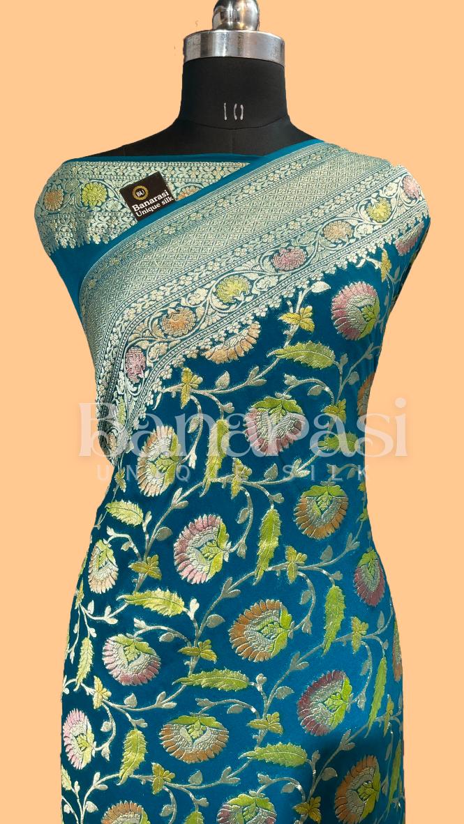 Khaddi Georgette Handloom Banarasi Saree