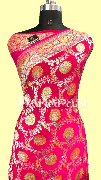 Khaddi Georgette Handloom Banarasi Saree