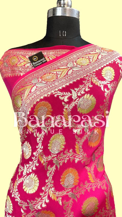 Khaddi Georgette Handloom Banarasi Saree