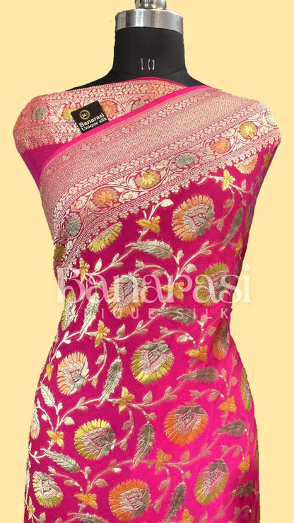 Khaddi Georgette Handloom Banarasi Saree