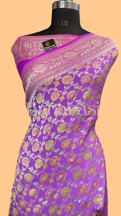 Khaddi Georgette Handloom Banarasi Saree