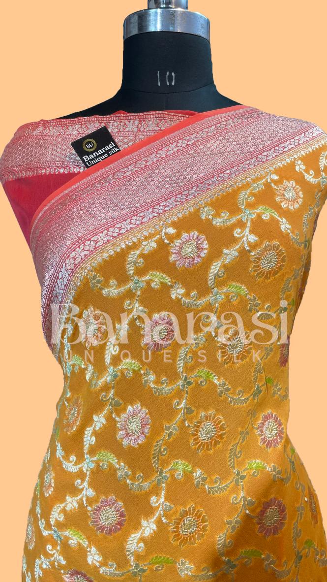 Khaddi Georgette Handloom Banarasi Saree