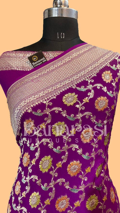 Khaddi Georgette Handloom Banarasi Saree