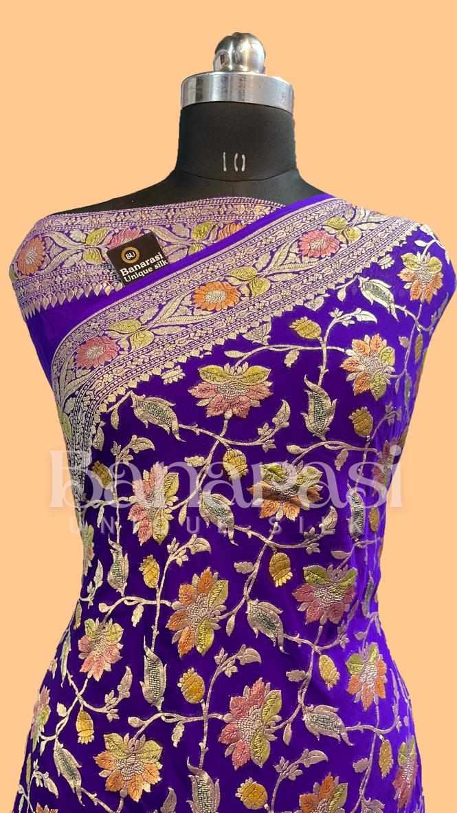 Khaddi Georgette Handloom Banarasi Saree