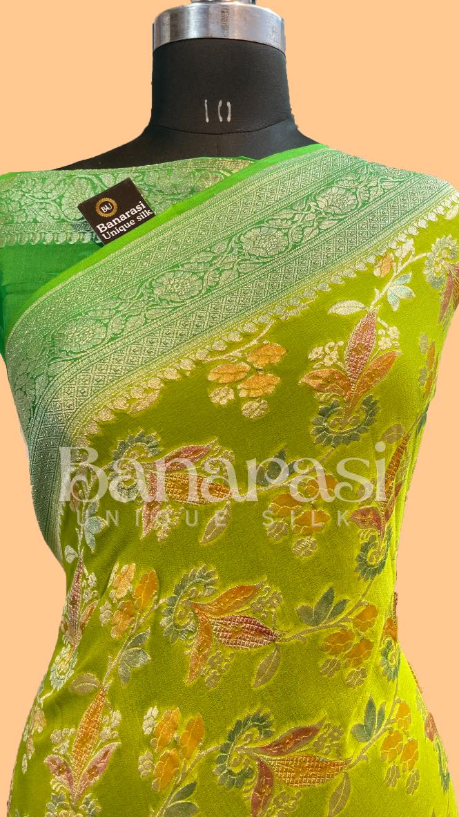 Khaddi Georgette Handloom Banarasi Saree