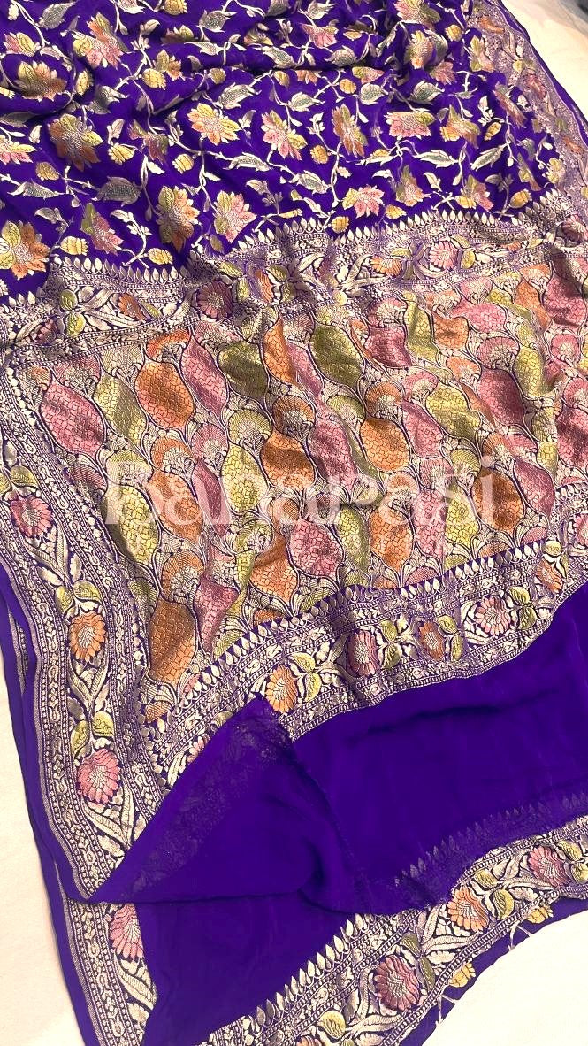 Khaddi Georgette Handloom Banarasi Saree