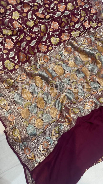 Khaddi Georgette Handloom Banarasi Saree