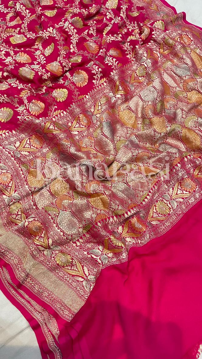 Khaddi Georgette Handloom Banarasi Saree