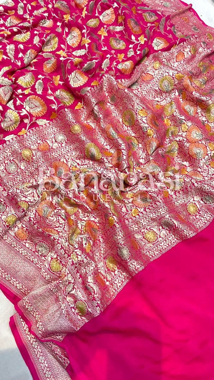 Khaddi Georgette Handloom Banarasi Saree