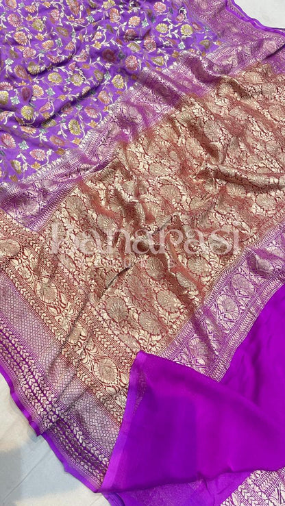 Khaddi Georgette Handloom Banarasi Saree