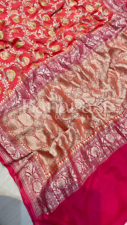 Khaddi Georgette Handloom Banarasi Saree