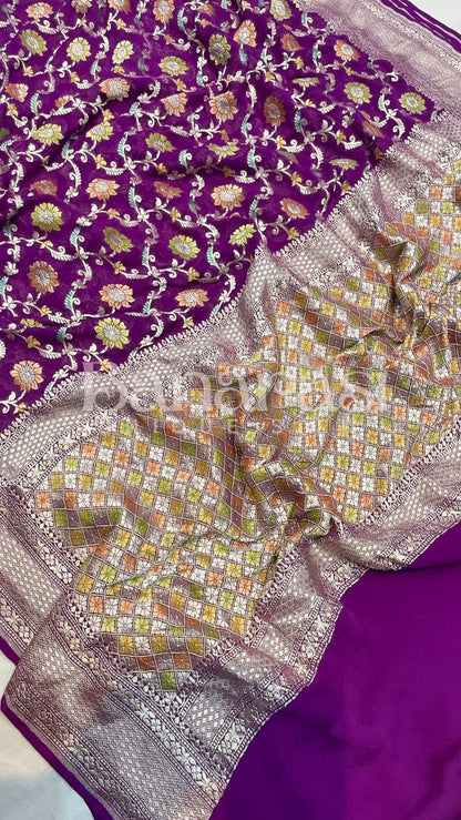 Khaddi Georgette Handloom Banarasi Saree