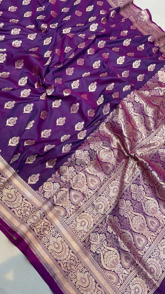 Purple Banarasi Exclusive Beautiful Katan Silk Handwoven Saree✨✨🌹