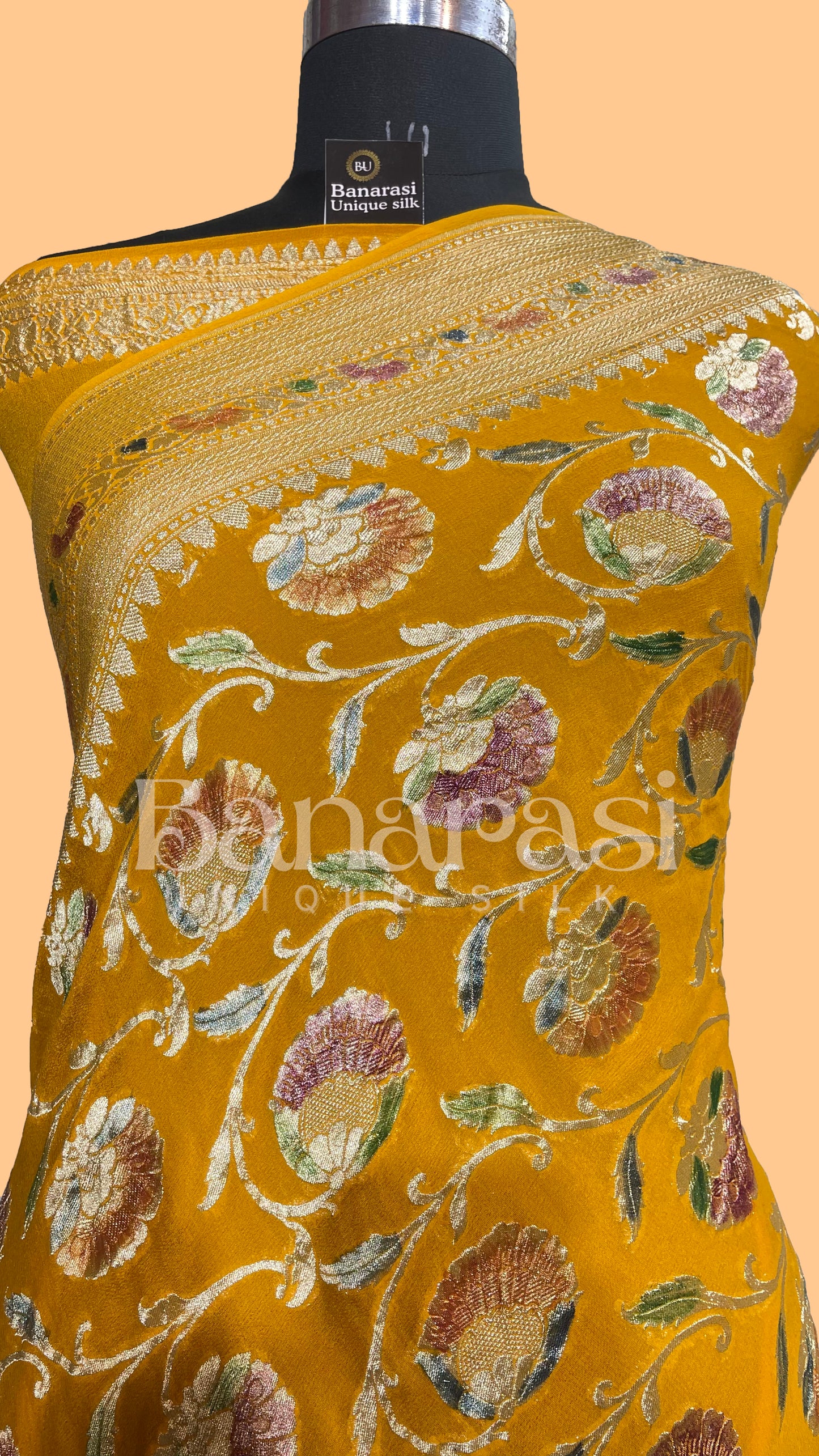 Khaddi Georgette Handloom Banarasi Saree