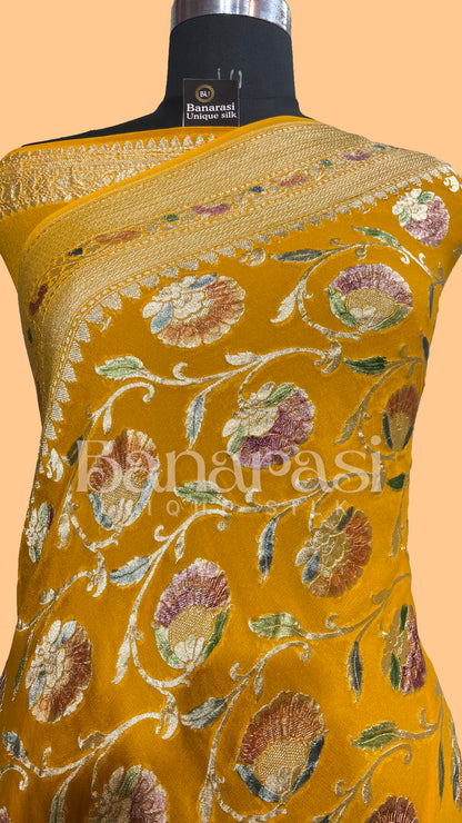 Khaddi Georgette Handloom Banarasi Saree