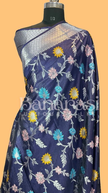 Blue Chiniya Katan Soft Silk Banarasi Saree