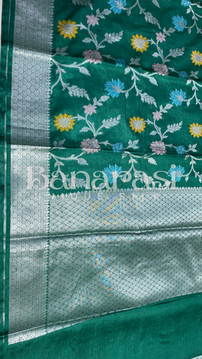 Green Chiniya Katan Soft Silk Banarasi Saree