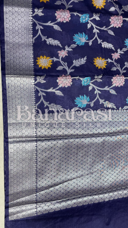 Blue Chiniya Katan Soft Silk Banarasi Saree