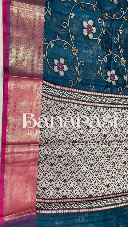 Safaya Green With PInk cottan silk banarasi saree all over weaving with meenakari