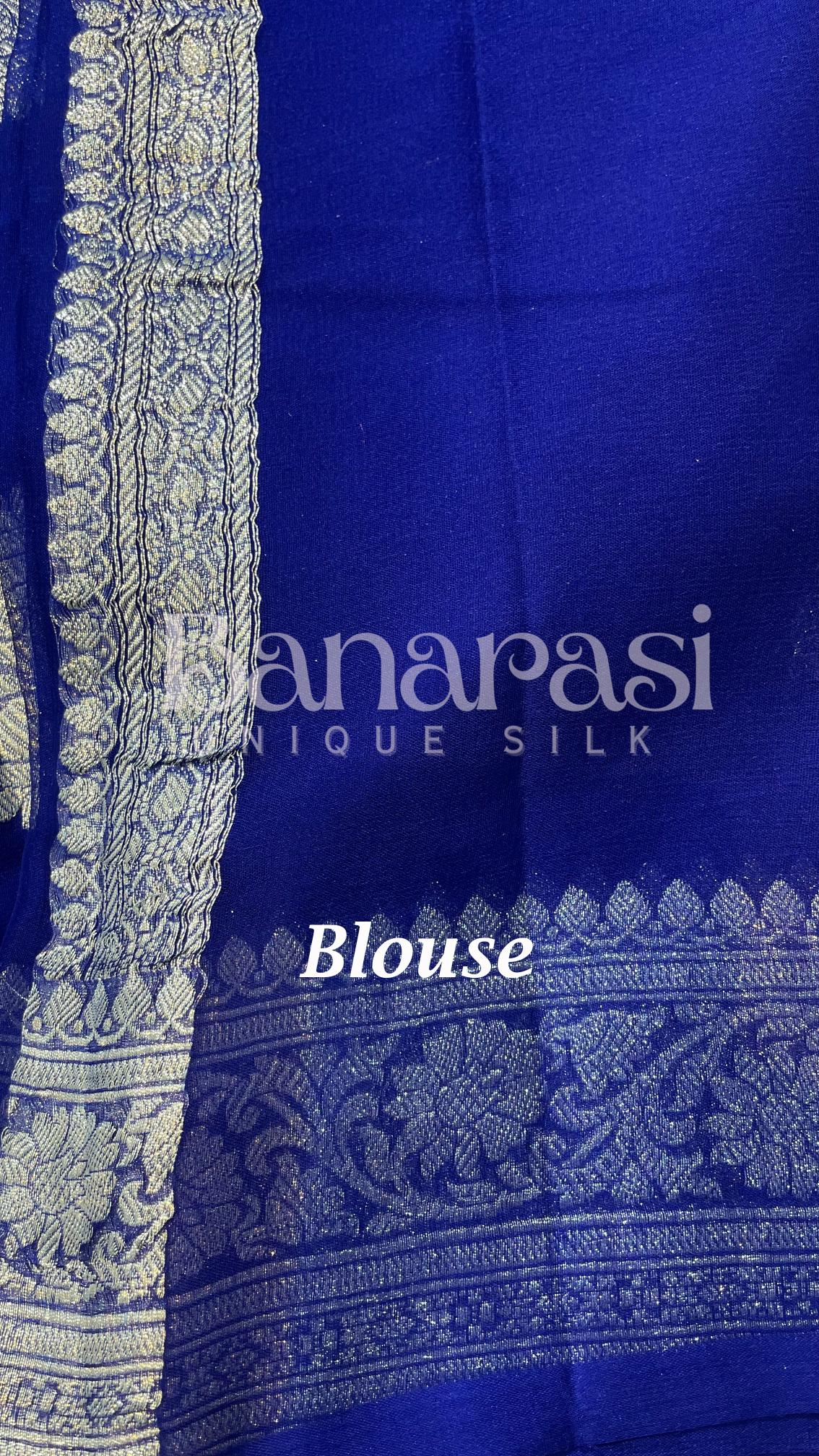 Blue Pure Georgette Banarasi Saree